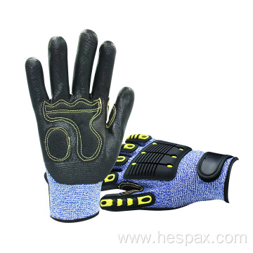 Hespax Drilling HPPE Anti-impact TPR Labour Gloves